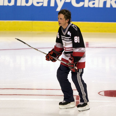 Even well after his Parkinson’s diagnosis, Michael continued to skate and play hockey. Here he displays his skill on the ice during Denis Leary’s fundraiser, Greatest Skate for America’s Bravest.